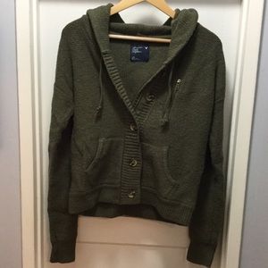 American Eagle army green hooded sweater